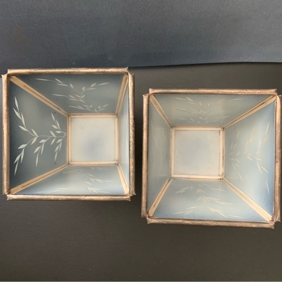 Etched Mirrored Votive Holders ~ Pair ~ Made in India ~ Metal Frame ~Lovely Glow - Picture 7 of 8